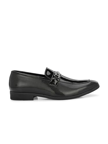 Image of San Frissco Men's Formal Loafers Leatherette Trending Glossy Shine Shoes,Semi Casual Cushioned Footbed Formal Shoes for Party, Slip-On Loafers, Lightweight and Comfortable Shoes