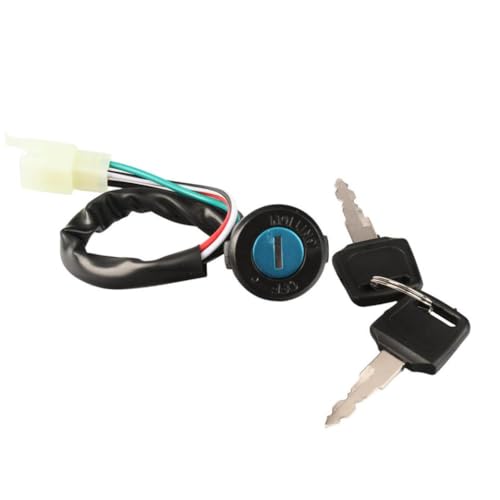 50cc 150cc Quad 4 Wheeler ATV Ignition Switch Compatible With Automotive Motorcycle Parts Dirt Pit Bike Motorcycle Wire Start Switch Door Locks 2 Key(4 Wires Male Plug)