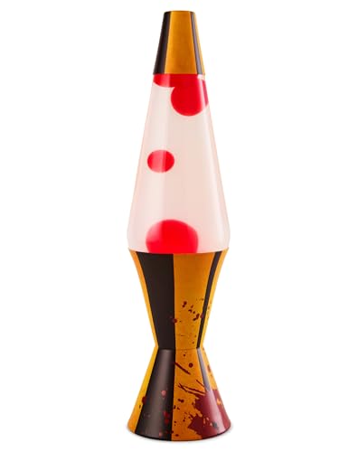 Spencer's 17 Inch Unfinished Business Lava Lamp | Black and Yellow Bloody Base | Clear Liquid | Red Wax | Home Décor | Lighting