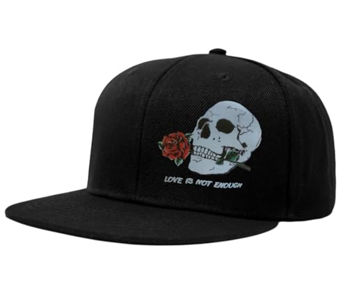 Image of Tai & Zai Black Snapback Hat with Printed, Adjustable Flat Brim Cap, Six Hole Breathable Design