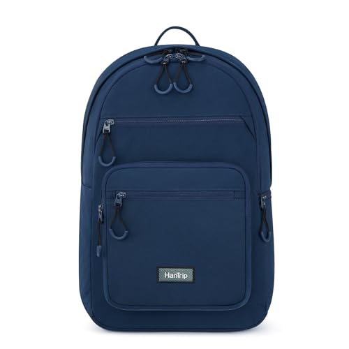 Carry On Travel Backpack For Women, 18 Inch Water Resistant Large Backpack Lightweight Bookbag For Men, 8x14x18 Personal Item Bag Casual Daypack Backpacks For Work Office Commuter (Navy Blue)