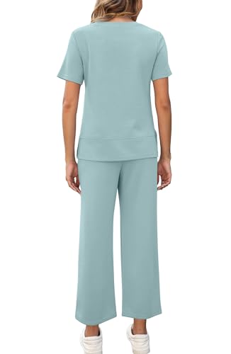 Image of XIEERDUO Women's Side Slit Lounge Sets 2026 Fashion 2 Piece Travel Outfits Cozy Loungewear Wide Leg Tracksuits S-3XL