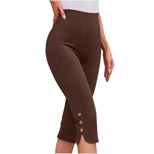 Compra Online Leggins Mujer 3/4 Mallas Deporte Mujer Casual Cintura Elástica Fitness Leggings Piratas Suave y Cómodo Leggins Capri de Color Liso Corte Ajustado Pantalon Piratas Yoga Jogging Pants