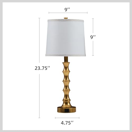Hgnpjc JC-8 Gold Table Lamp 24 Inch Nightstand Lamps Set Of 2 Bamboo Shape Base Metal Desk Lamps thumb #1