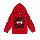 GLIGLITTR Toddler Baby Boy Football Hoodie Sweatshirt Kids Game Day Football Outfit Long Sleeve Sport Fans Casual Pullover (Red, 18-24M)