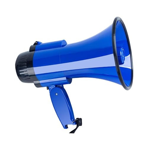 Milageto Bullhorn Megaphone 30W Lightweight Blue with Siren Handheld Outdoor Portable Amplifier for Football Cheerleading Fans Coaches