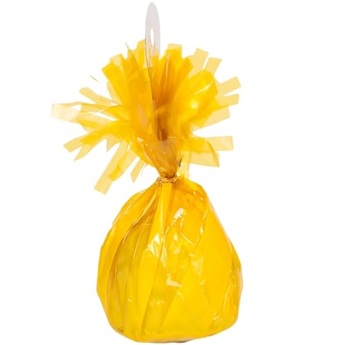 Image of Foil Fringe Foil Balloon Weight - Yellow, 1 Pc