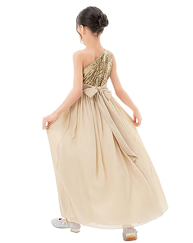 ekidsbridal One Shoulder Sequins Chiffon Flower Girl Dresses for Special Occasions 328