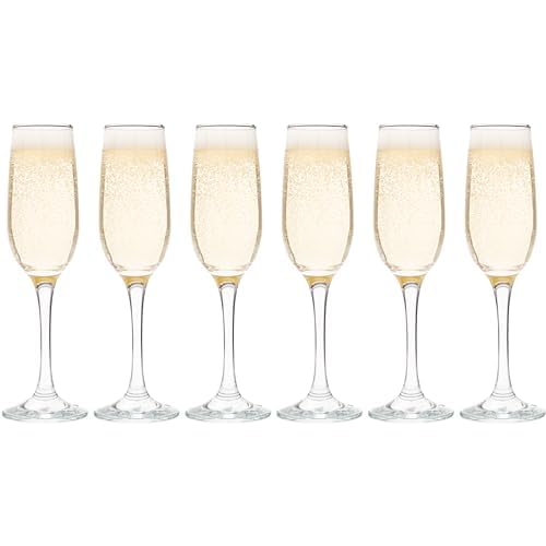 Vikko Champagne Flutes, 7.25 Ounce Toasting Champagne Flute, Crystal Clear Champagne Glasses, Set of 6 Elegant Sparkling Wine Glasses