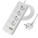 【Multiprise avec câble de 2 mètres】Cette multiprise avec usb est fournie avec un câble d'alimentation de 2 mètres, offrant une grande portée et une zone de charge flexible. Son design est très flexible et compact, et ne nécessite aucune installation : branchez et c'est prêt ! Cette multiprise avec interrupteur individuel, est idéale pour recharger vos appareils dans la cuisine, au bureau, au salon ou en voyage.