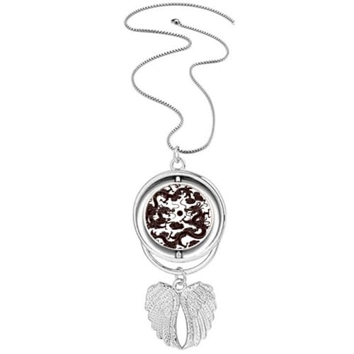 Collier deux dragons chinois cercle et perles au design artistique et finitions premium
