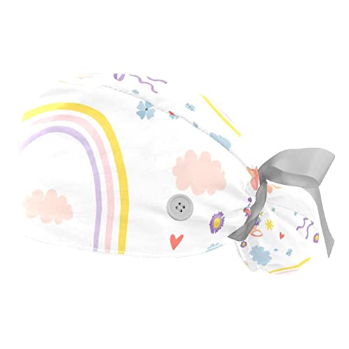 Chapeaux bouffants ajustables : casquettes de travail motifs fleurs et nuages