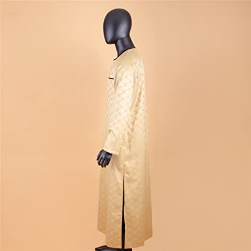 Middle East Arabic Long Robes Vintage Muslim Kaftan Robes Men Buttons Long Sleeve O Neck Jubba Thobe3