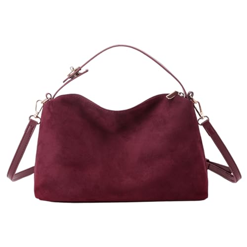 Sac bandoulière en daim bordeaux : le grand sac à main souple pour le quotidien