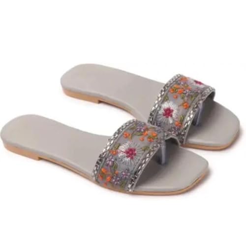 Image of Rehan Traders Stylish Women's Pair Of Embroidered & Embellished Flat Fashion Sandals| Comfortable, Lightweight, Anti Slip|SL 284