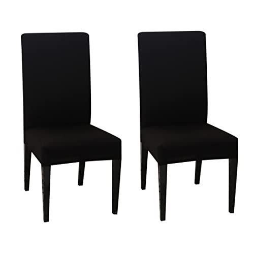 ANOTHER CHOICE Dining Chair Slipcover Sets Dining Room Chair Cover Removable Parson Chair Cover Washable Kitchen Stretch Chair Cover (Black, 2)
