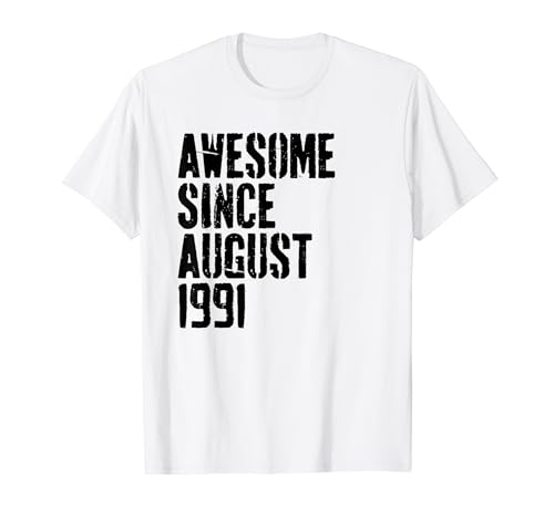 Awesome Since August 1991 33rd Birthday Retro Camiseta