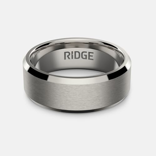 Image of The Ridge Tungsten Rings For Men - Mens Wedding Band - Strong, Durable, and Scratch-Resistant Beveled Ring With Silicone Band