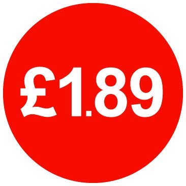 £ Red Price Stickers - 30mm - £1.89, 5000
