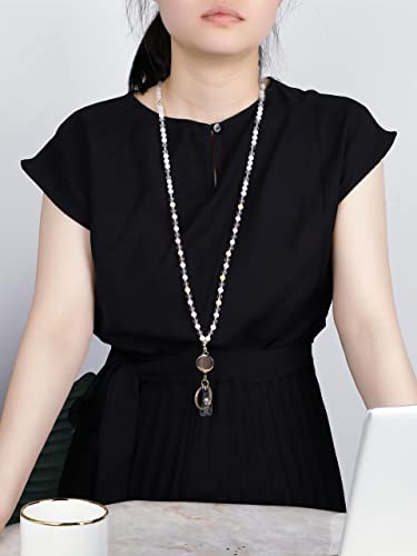 Lenynal Beaded Lanyards For Id Badges And Keys, Cute Teacher Lanyard Retractable Natural Stone Lanyards For Women #TOP4