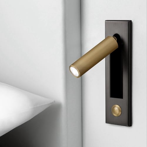 3 Luces de lectura de pared con interruptor integrado negro dorado 3