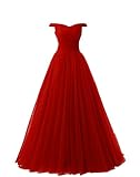 Nina Women's A-Line Tulle Prom Formal Evening Homecoming Dress Ball Gown 8 Red