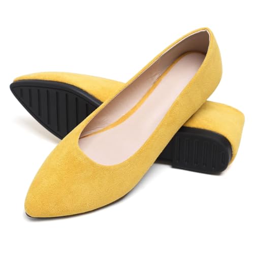 Image of Dear Time Women's Pointed Toe Ballet Flats Simple Casual Office Work Flats Slip-on Comfortable Shoes