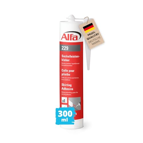 1x Alfa Sockelleistenkleber 300ml/440g weißer Montagekleber mit hoher Anfangshaftung zur Befestigung von Sockelleisten