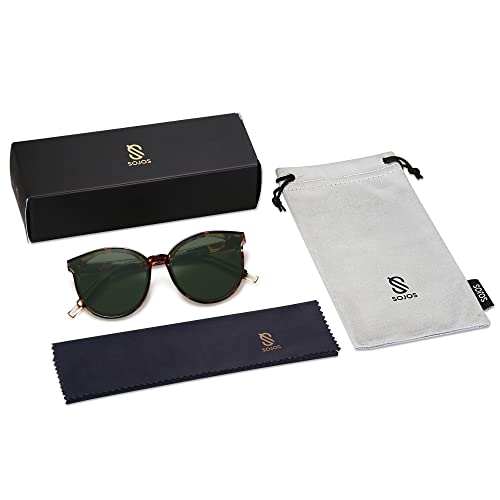 SOJOS Fashion Round Sunglasses for Women Men Oversized Vintage Shades SJ2057