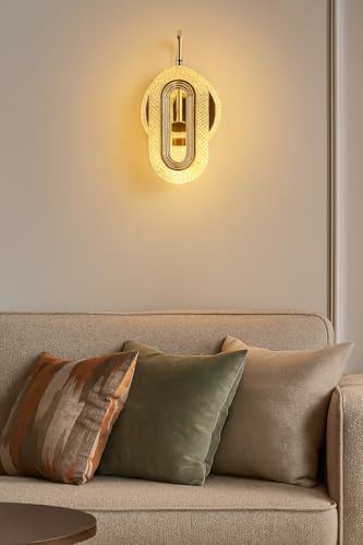 Image of FILLISKA Luxurious Acrylic Crystal Wall Lamp with Adjustable Colour Changing Function, Elegant Finish (FrenchGold-7801)(1 Year Warranty)