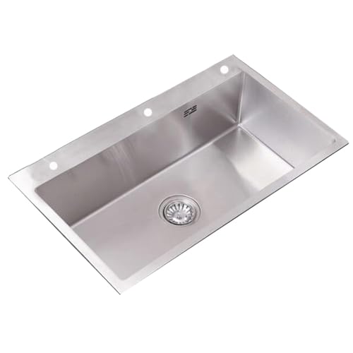 Évier de cuisine cuve simple en acier inoxydable 304 encastré sous plan avec vidage