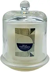 Vela Perfumada com Suporte de Vidro – Aromática, Decorativa e Elegante – Ideal para Sala, Quarto, Banheiro e Presentes – 200g (Âmbar/Pachouli (Com Tampa))