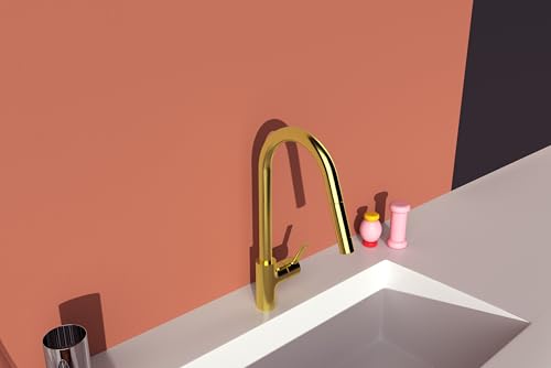 Monomando de cocina extraíble caño en C oro cepillado Ideal Standard Gusto 360 7