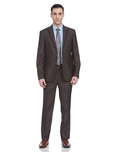 Image of Raymond Polyester Blend Men's Full Sleeve Contemporary FIT Dark Brown Formal Suit