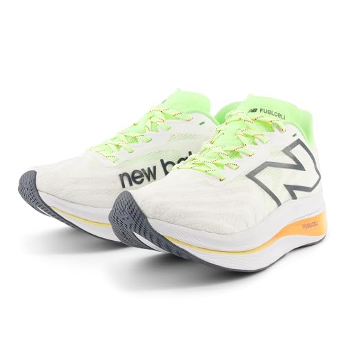 new balance(ニューバランス) New Balance レディース FuelCell Supercomp Trainer V2 ランニングシューズ、ホワイト/ブリーチライムグロー/ホットマンゴー、5