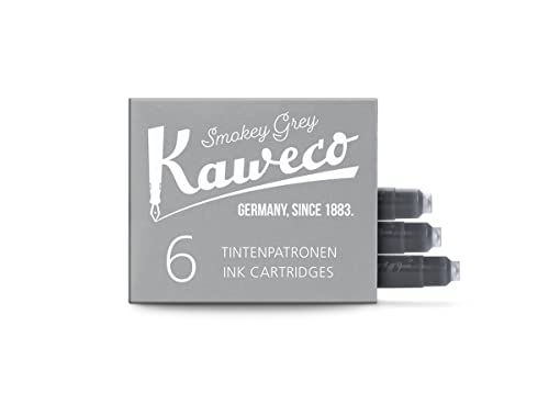 Image of Kaweco Fountain Pen Ink Cartridges Smokey Grey of 6 | Premium Ink with Short Standard Cartridges in Grey | Vegan Cruelty Free Water Soluble Calligraphy Lettering Writing