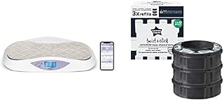Hubble Connected Grow Smart Bluetooth Baby Scales with LCD Display & Tommee Tippee Twist and Click Advanced Nappy Bin Refill Cassettes