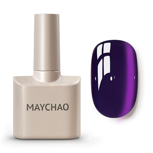 MAYCHAO 15ML Silk Purple Cat Eye Gel Nail Polish 1Pc Purple Cat E...