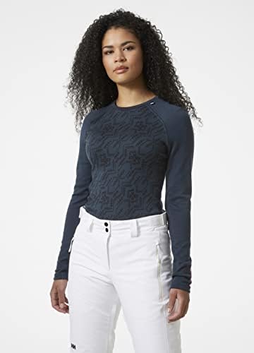 Helly Hansen Women's W Lifa Merino Midw Gra Crew Shirt, Navy Deco Flower, M UK