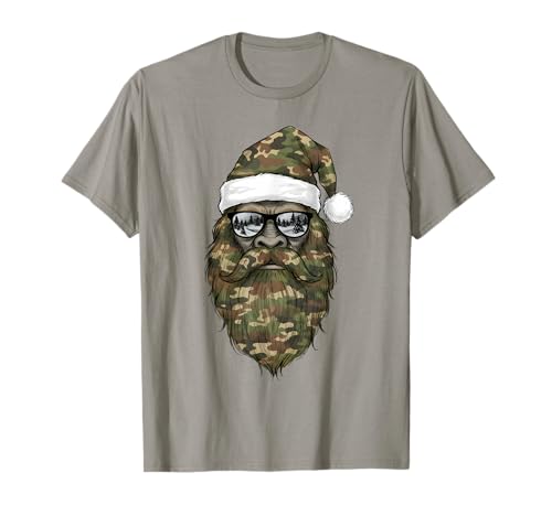 Bigfoot Face Sunglasses Santa Christmas Camo Xmas Sasquatch T-Shirt