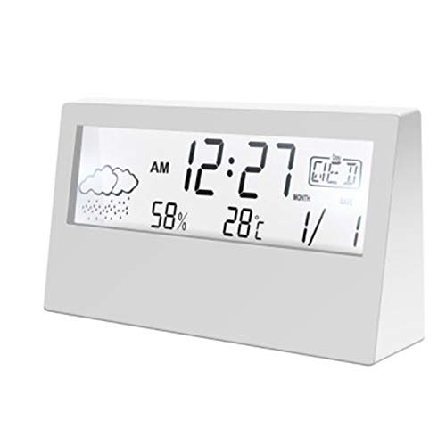Transparenter Digitaler LED-Wecker Mit Wettervorhersage Schlummerfunktion Temperatur Luftfeuchtigkeitsanzeige 3 in 1