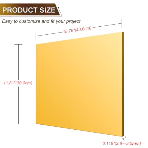 Image of Gold Acrylic Sheets Plastic Wall Mirrors, ALCCIFI 11.8 inch x 15.7 inch x 1 /8 inch (0.11 inch) Shatterproof Flexible Acrylic Plexiglass Mirror Sheet for DIY Crafts Projects, Laser Cutting & Engraving Friendly