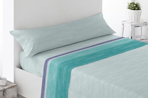 ENERGY COLORS TEXTIL-HOGAR Juego Sábanas Estampadas Verano, Juego 3 Piezas Microfibra. Sábanas Tacto Fino, Suave, Ajustable y Transpirable. (Verde, Cama 90)