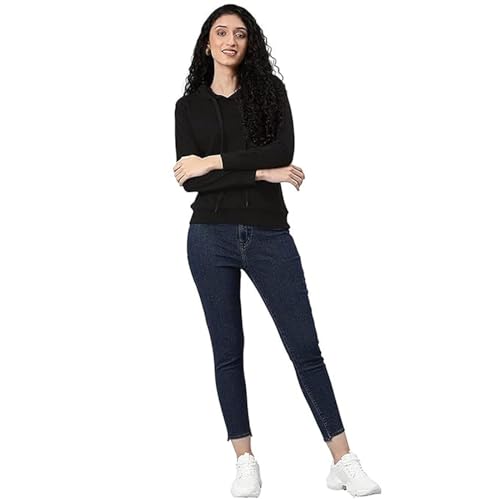 Image of Clotth Theory Women's Cotton Fleece Hooded Neck Sweatshirt | Hoodie Jacket with Kangaroo Pocket