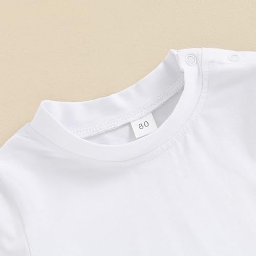Image of Toddler Baby Boy Girl Short Sleeve Crew Neck T Shirt Pullover Sweatshirt Summer Basic Tee Solid Casual Clothes