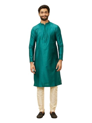 Manyavar Men Art Silk Self Design Kurta Pyjama Set
