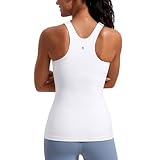 [CRZ YOGA] タンクトップ スポーツ レディース パッド付 カップ付 レーサーバック 大きいサイズ ヨガウェア トップス カップ付き Butterluxe ホワイト1 M