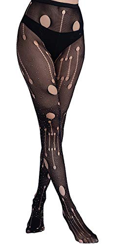 Image of Ulalaza Sparkle Hollow Out Letter Nude Colorful Rhinestone Hot Drilling Fishnet Pantyhose Tights for women Luminous