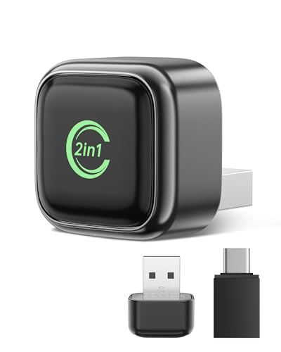 KUKIHO 2-in-1 Wireless CarPlay & Android Auto Adapter Plug & Play Fast Auto-Connect No Latency USB/USB-C for Factory CarPlay Cars