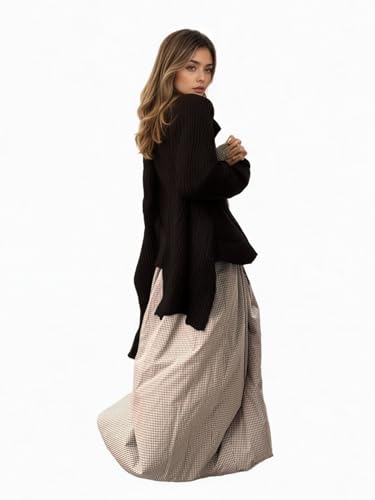 OCUH Balloon Pants Genie Pants Women Wide Leg Harem Aladdin Bubble Puffy Culottes Drawstring Baggy Stripe Ankle Trousers4